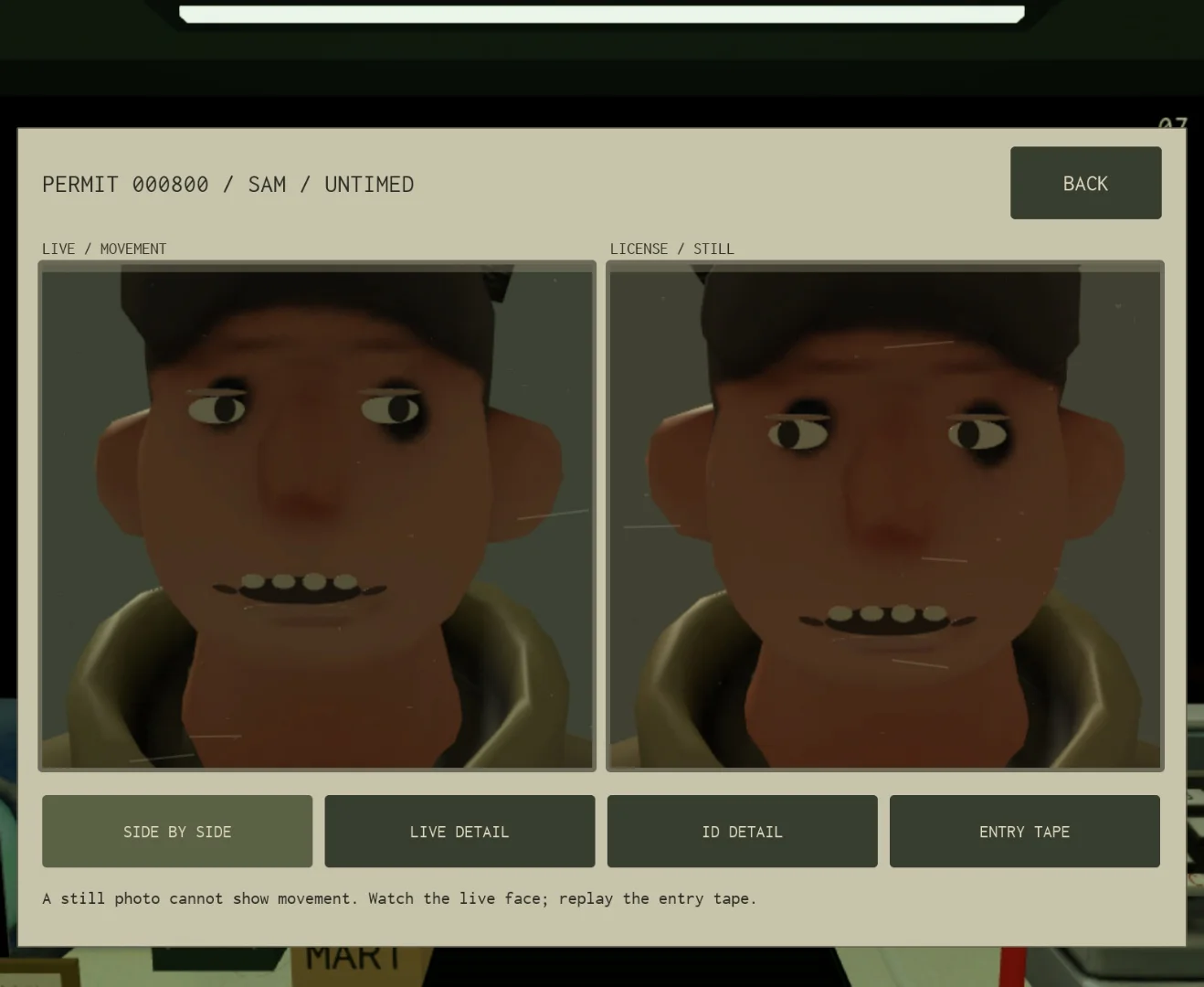 Nightmart inspection screen comparing a customer's live face with the face on their license, side by side